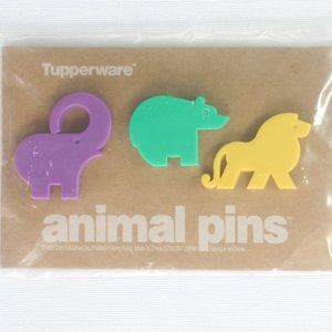 Vintage Tupperware Animal Pins (purple elephant, green bear, yello lion) [3 pcs]